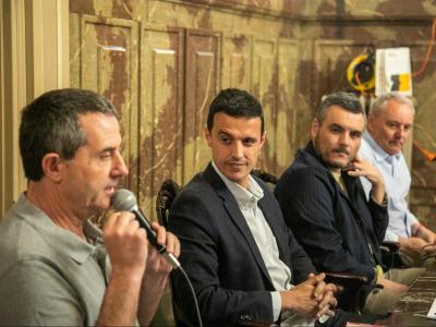 ‘Papi’ Guardiola, Xevi Masachs, Miquel Agut i Eduard Solà durant la presentació