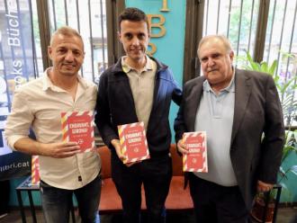 Presentació del llibre 'Endavant, Girona!' de Xevi Masachs, amb el director esportiu del Girona, Quique Cárcel, i Jordi Grau.